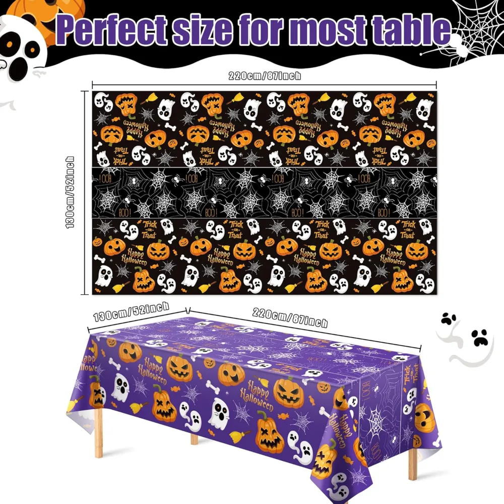 Halloween Decorations Disposable Plastic Halloween Tablecloth, view 2
