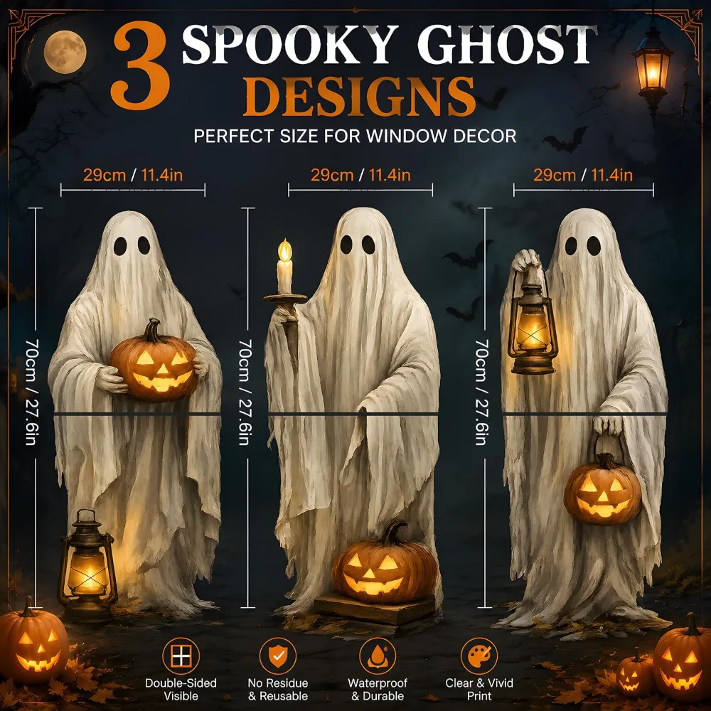 Halloween Decorations Ghost Window Clings for Halloween Party, view 2