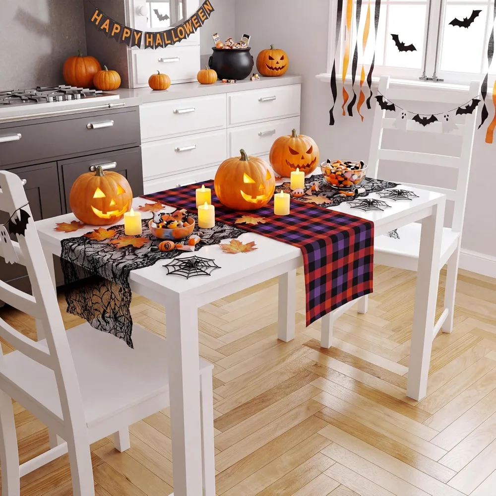 Halloween Decorations Halloween Checkered Table Runner, view 3