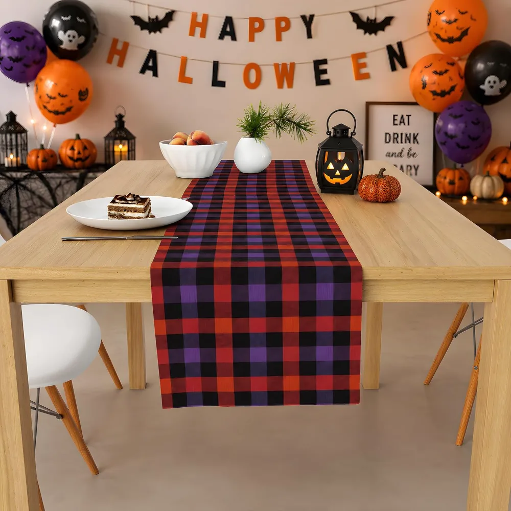 Halloween Decorations Halloween Checkered Table Runner, view 4