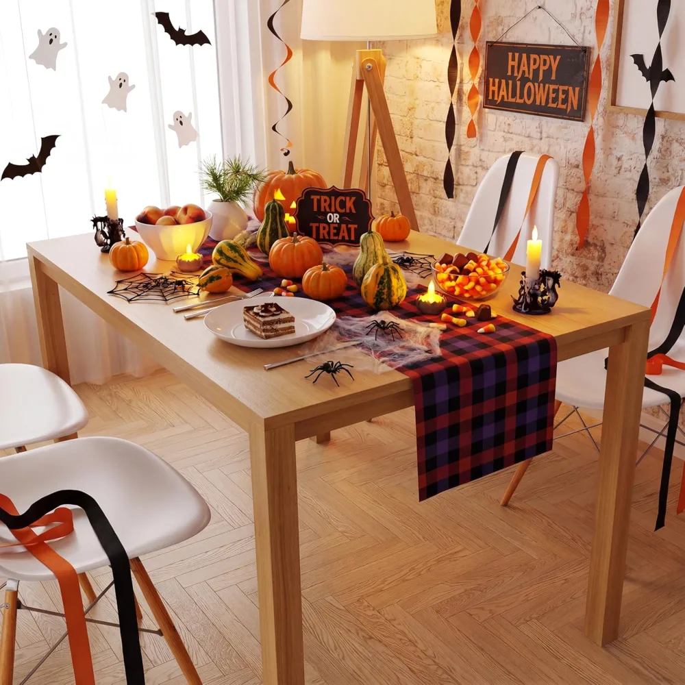 Halloween Decorations Halloween Checkered Table Runner, view 6