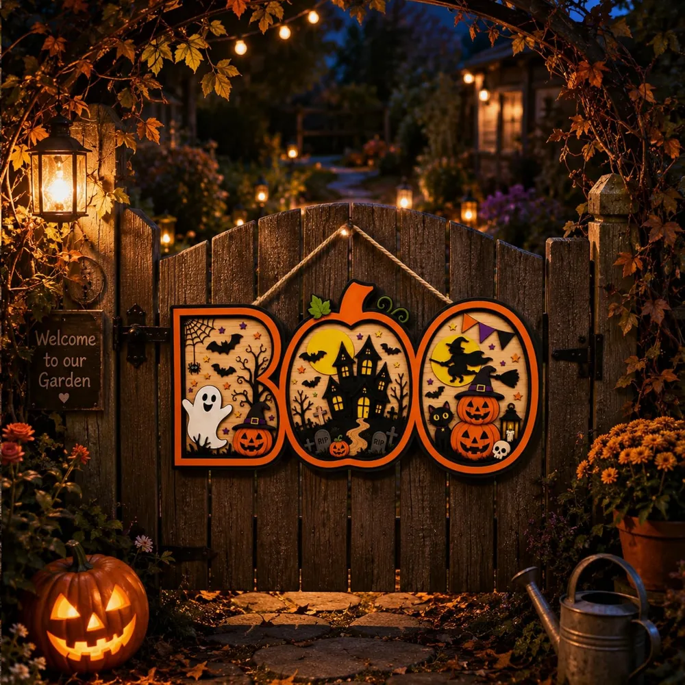 Halloween Decorations Halloween Wooden Boo Sign for Front Door, view 6