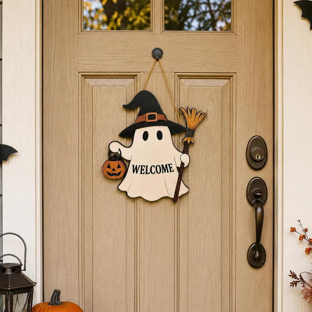 Halloween Decorations Halloween Wooden Ghost Welcome Sign, view 5