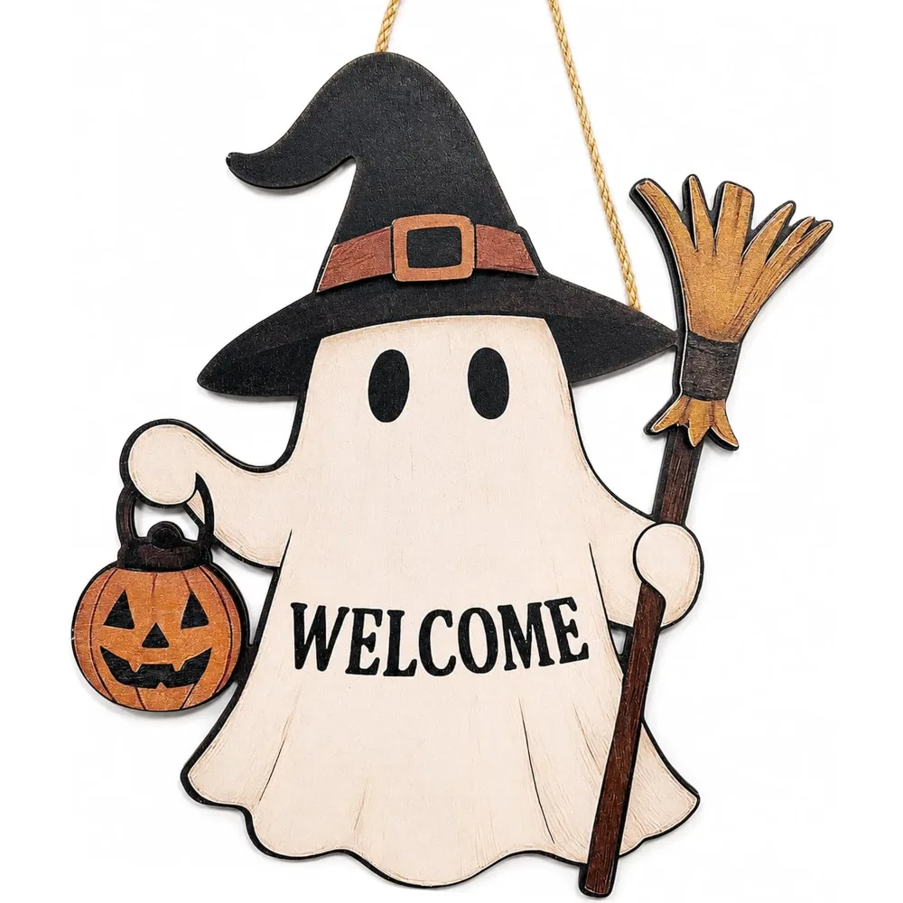 Halloween Decorations Halloween Wooden Ghost Welcome Sign