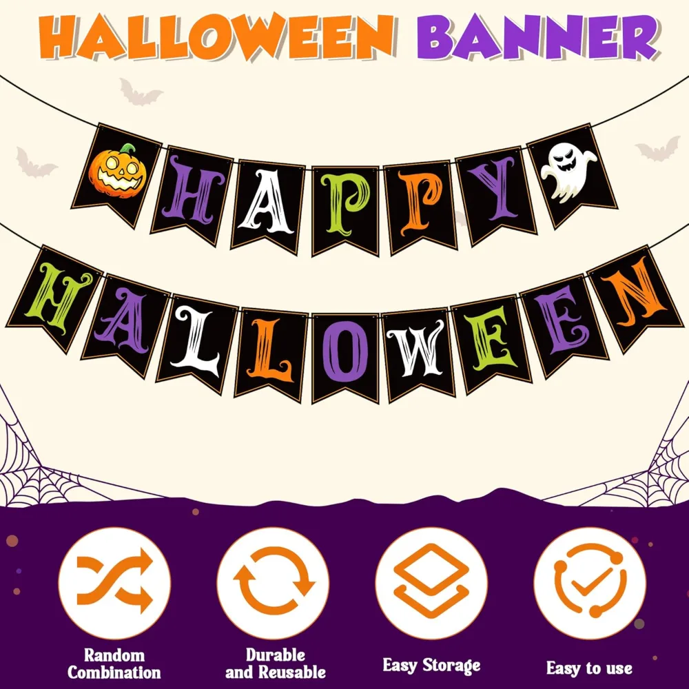 Halloween Decorations Happy Halloween Banner, view 3