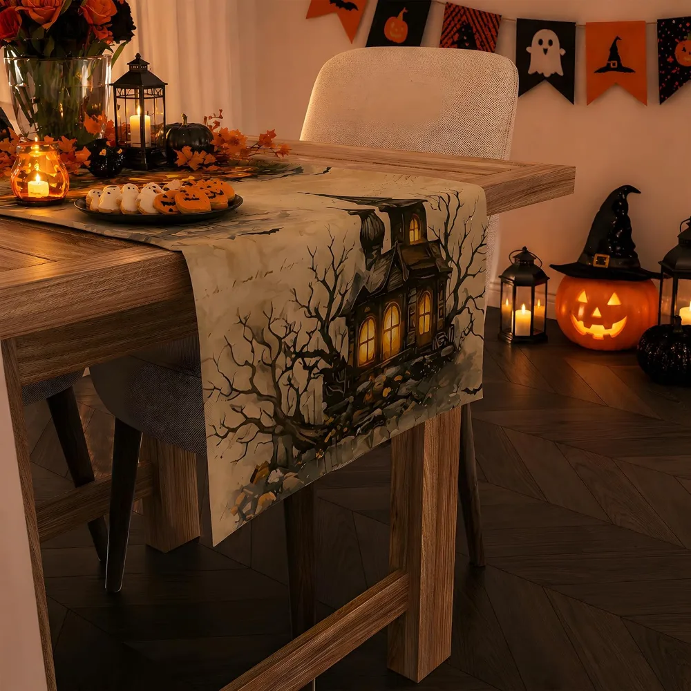 Halloween Decorations Pumpkin Castle Table Runner, view 2