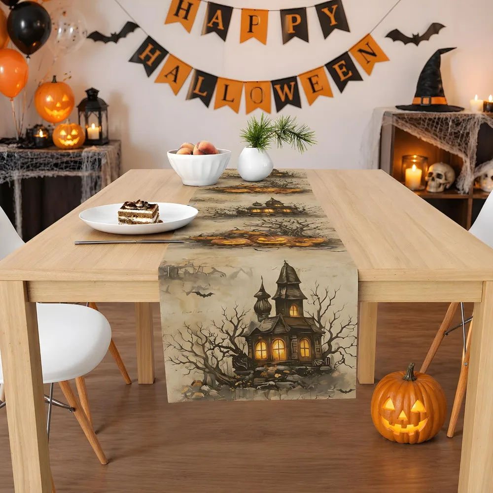 Halloween Decorations Pumpkin Castle Table Runner, view 4