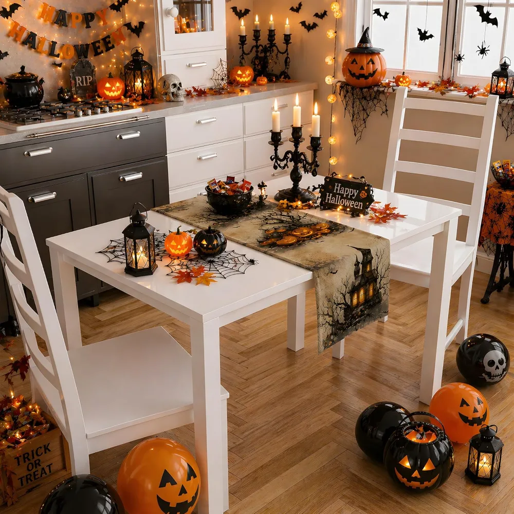 Halloween Decorations Pumpkin Castle Table Runner, view 5