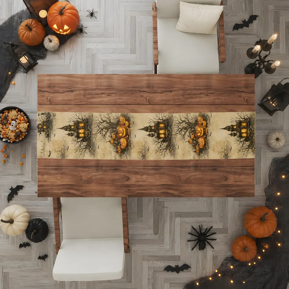 Halloween Decorations Pumpkin Castle Table Runner, view 6