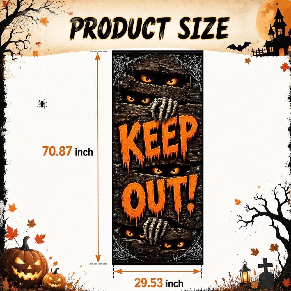 Halloween Door Decorations Halloween Keep Out Door Cover, view 2