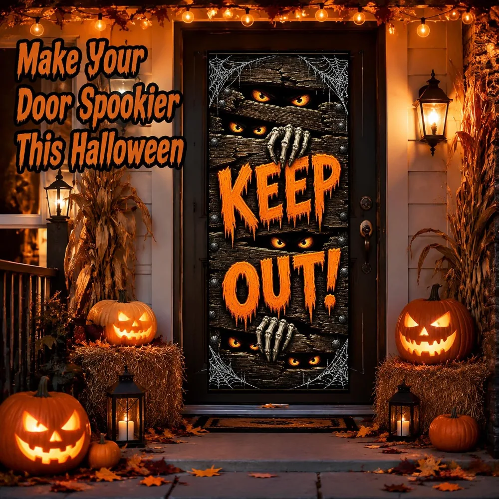 Halloween Door Decorations Halloween Keep Out Door Cover, view 3