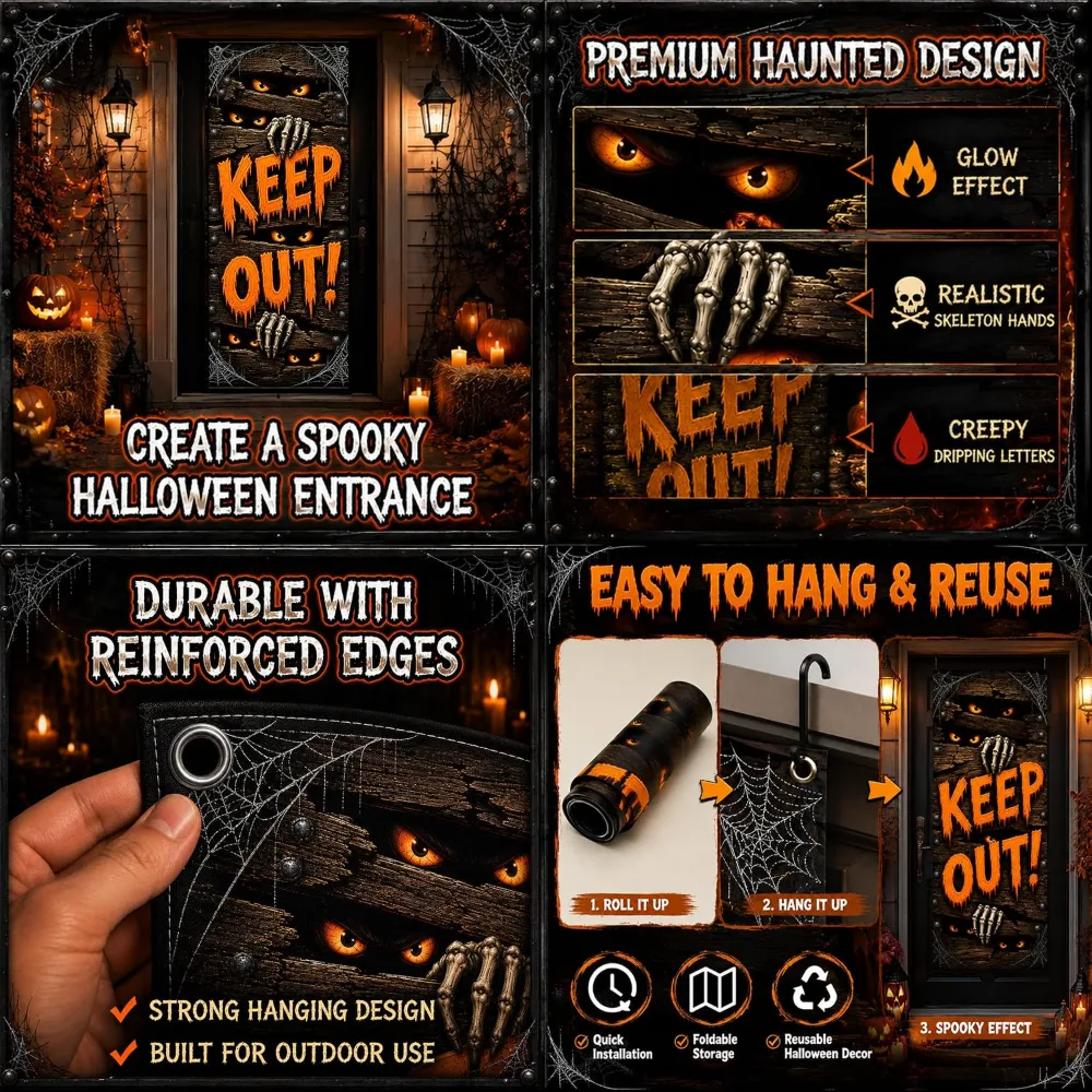 Halloween Door Decorations Halloween Keep Out Door Cover, view 5