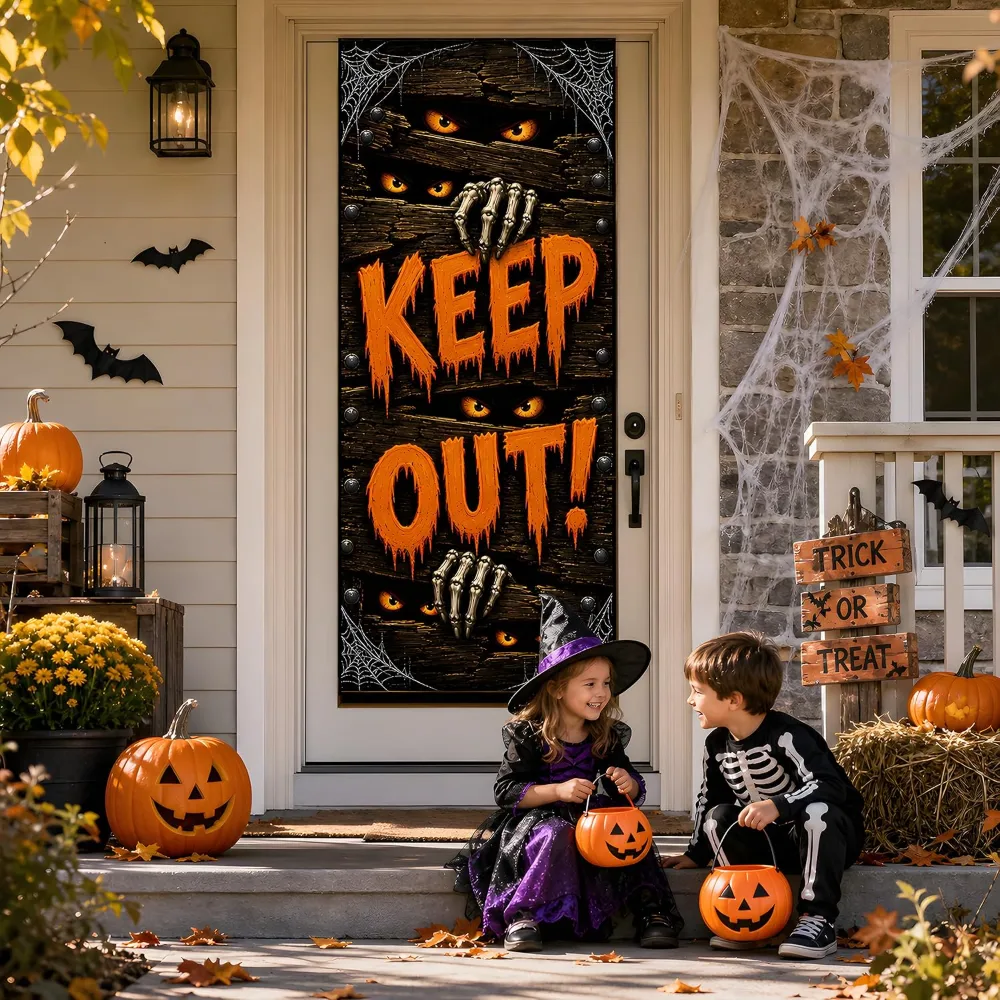 Halloween Door Decorations Halloween Keep Out Door Cover, view 6