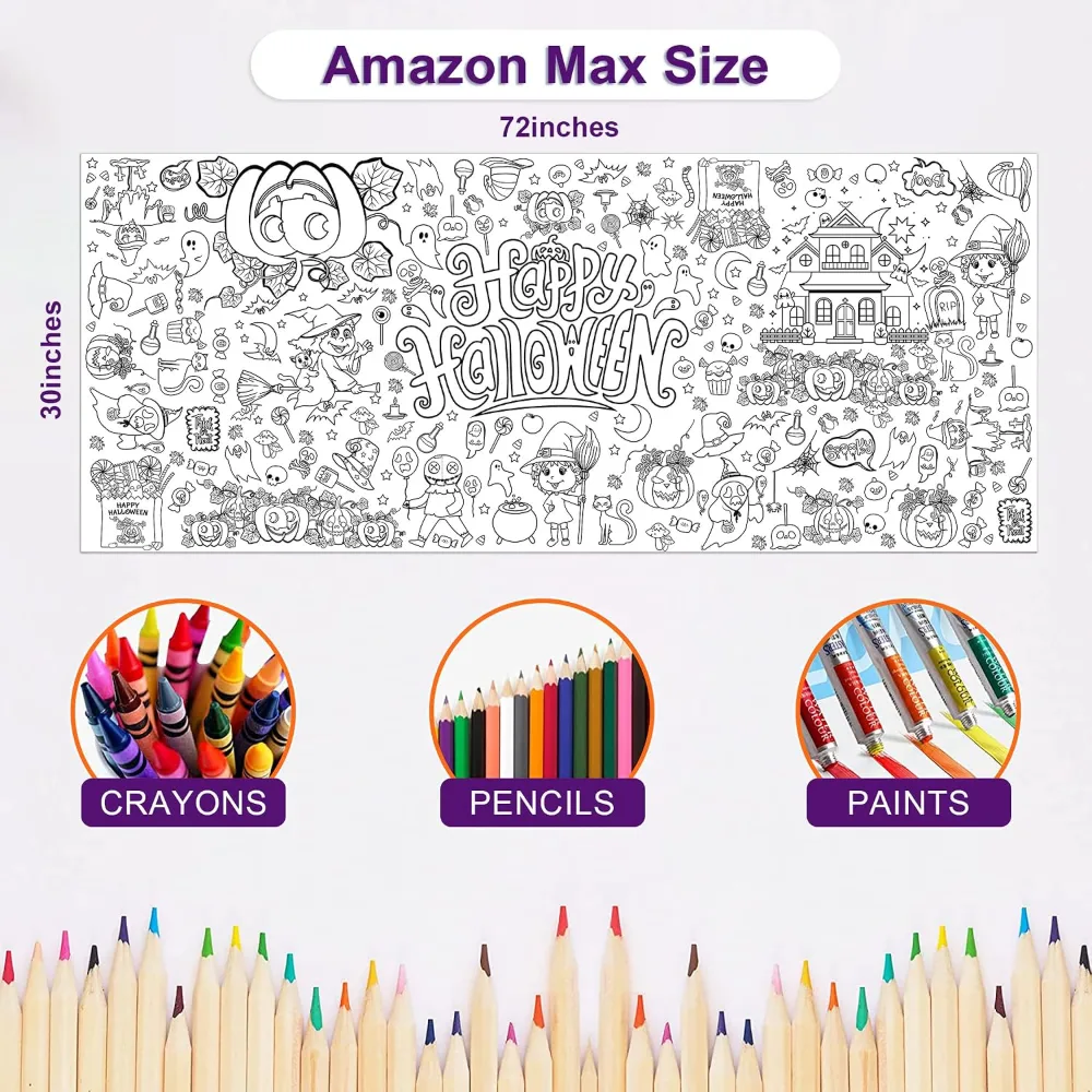 Halloween Giant Coloring Poster/Tablecloth-Halloween Crafts, view 2