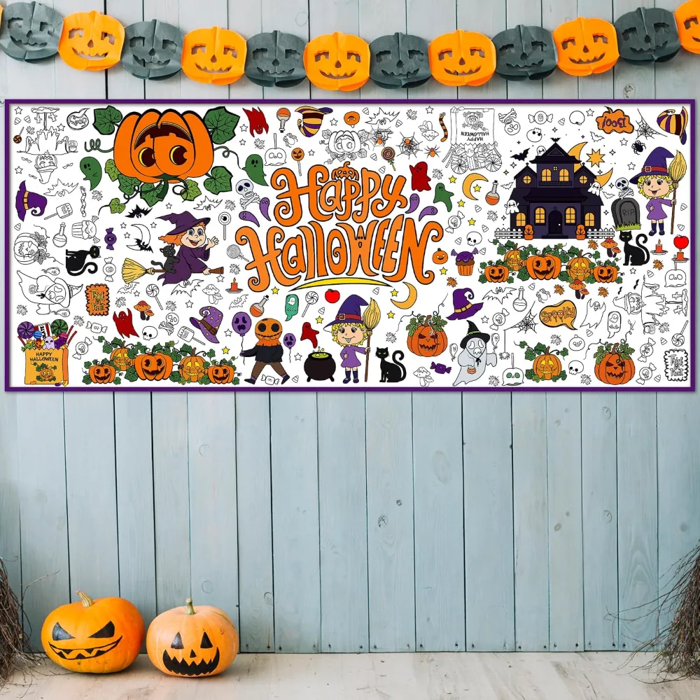 Halloween Giant Coloring Poster/Tablecloth-Halloween Crafts, view 4
