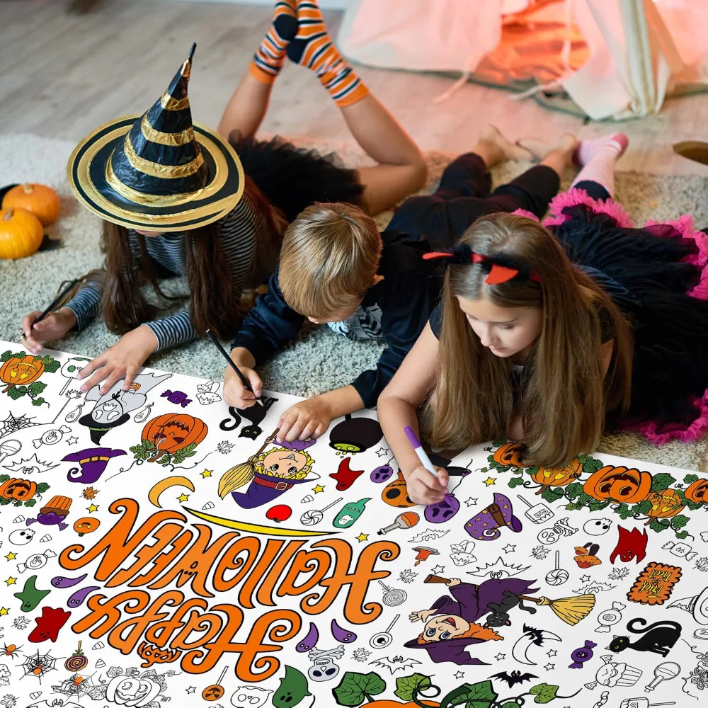 Halloween Giant Coloring Poster/Tablecloth-Halloween Crafts, view 5