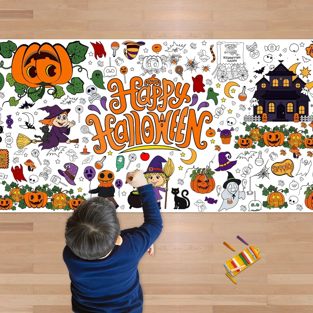Halloween Giant Coloring Poster/Tablecloth-Halloween Crafts