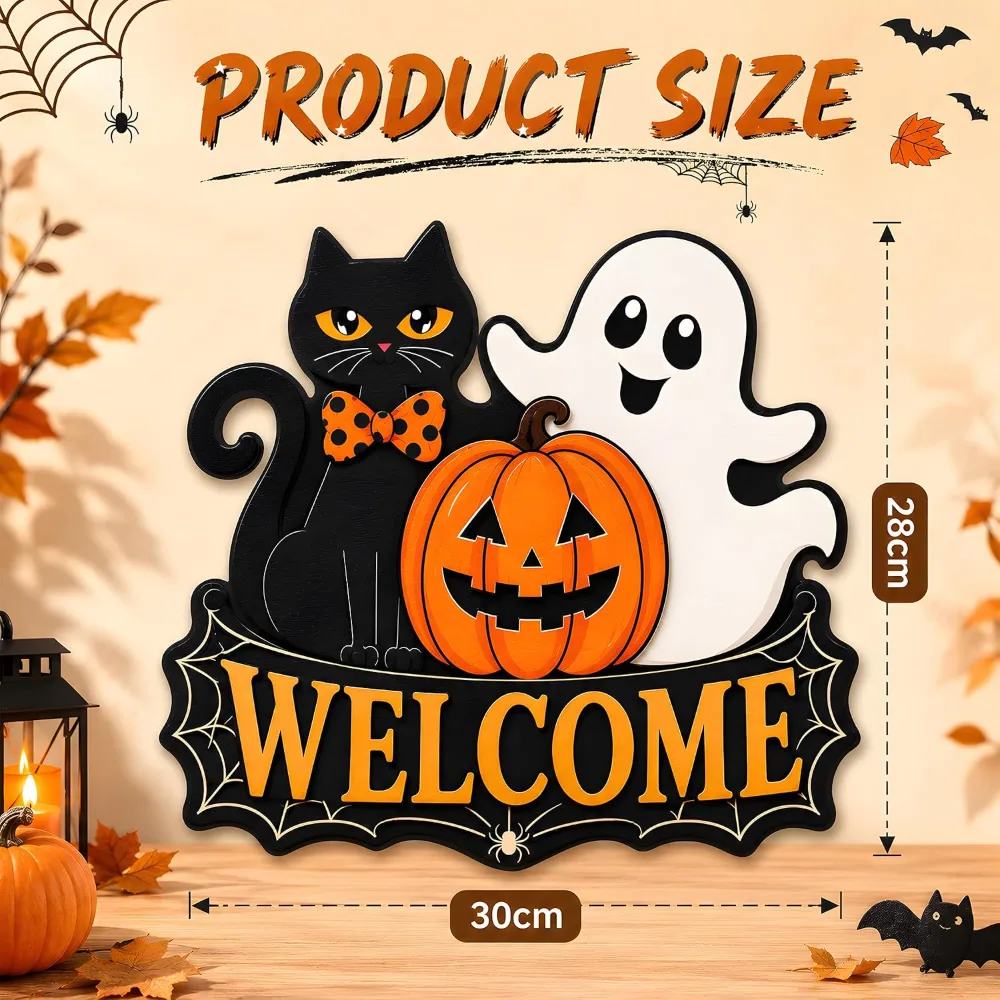 Halloween Party Decorations Halloween Welcome Wreaths Sign, view 4