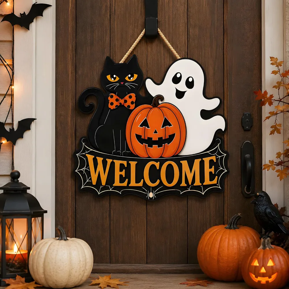 Halloween Party Decorations Halloween Welcome Wreaths Sign, view 5