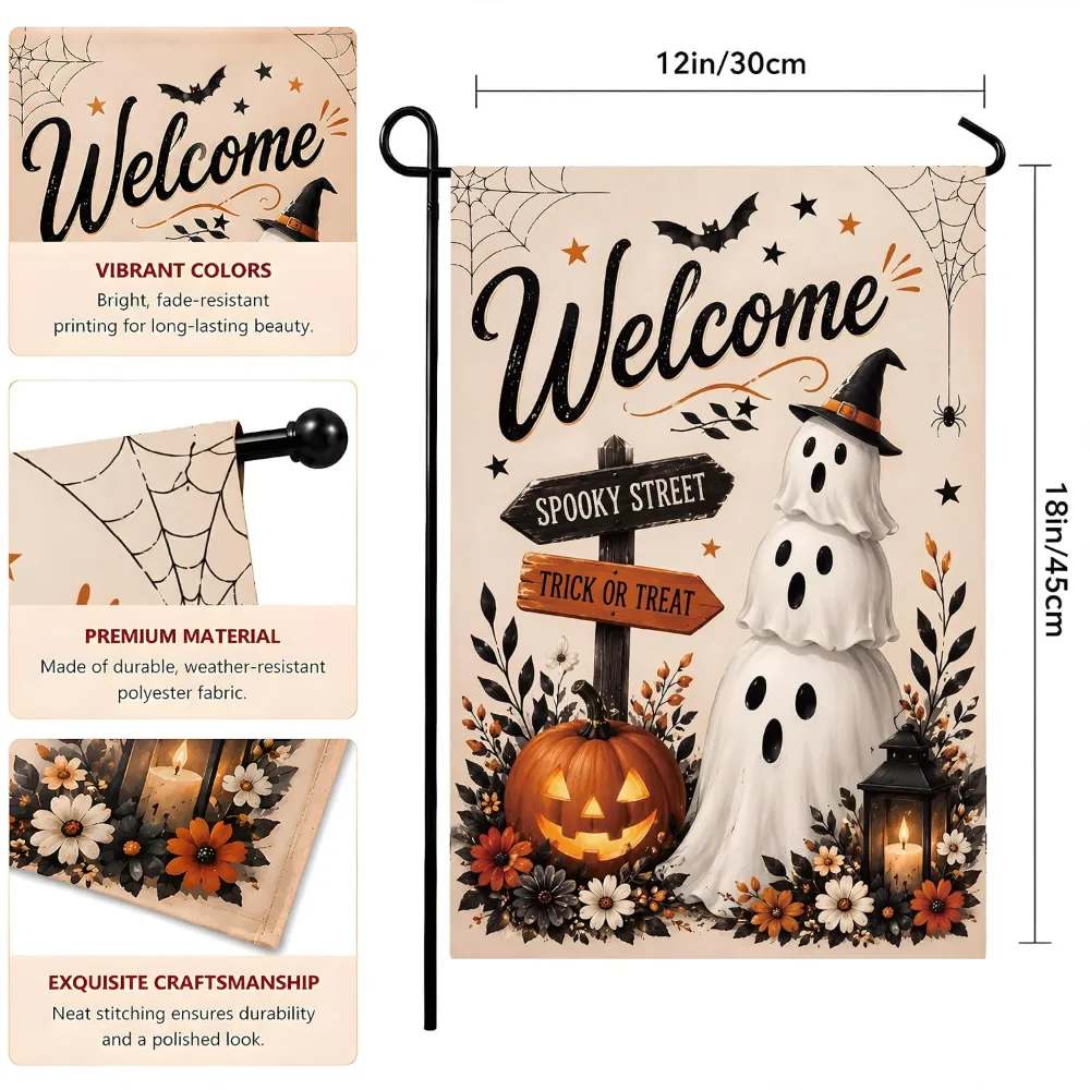 Halloween Party Decorations Welcome Garden Flag, view 2