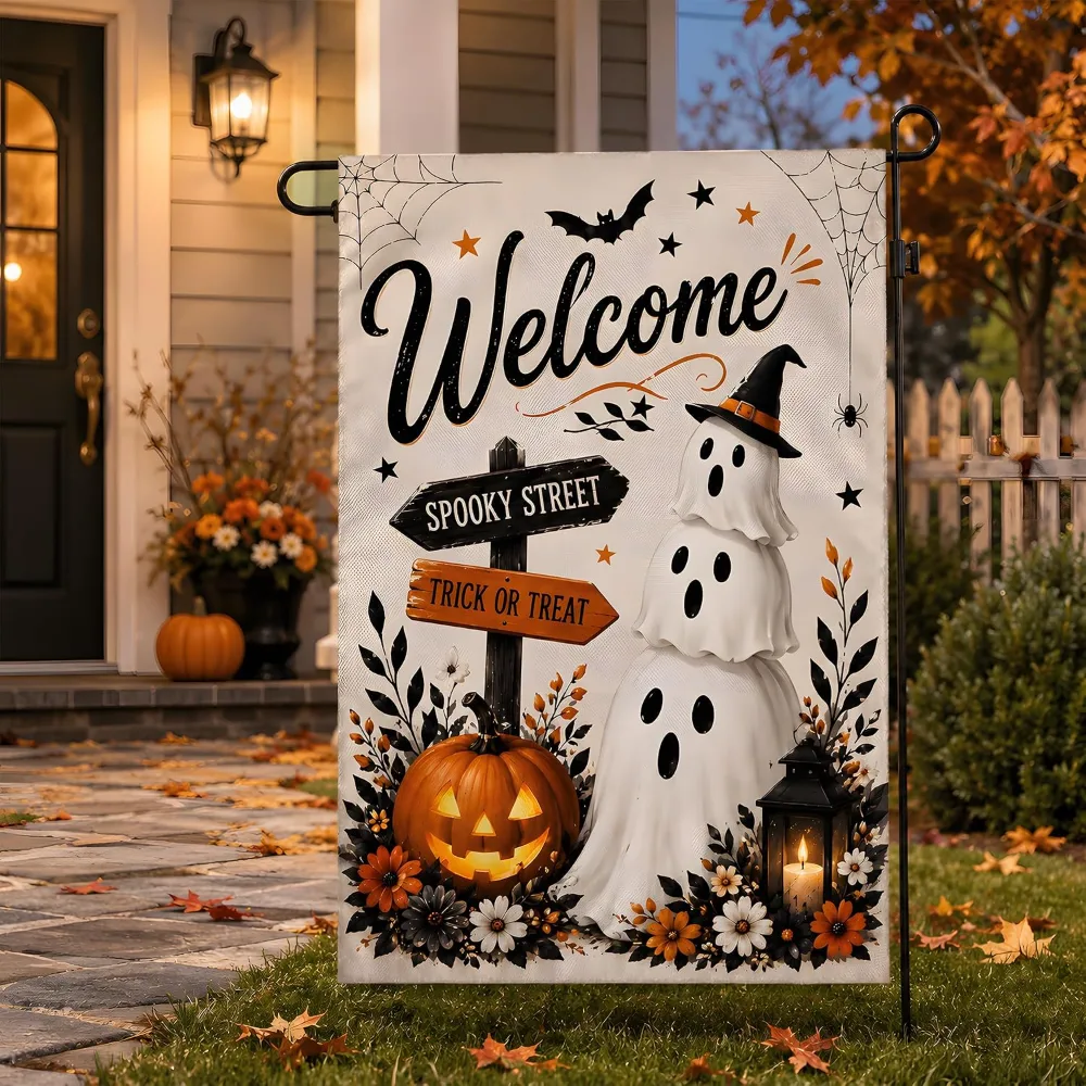Halloween Party Decorations Welcome Garden Flag, view 4