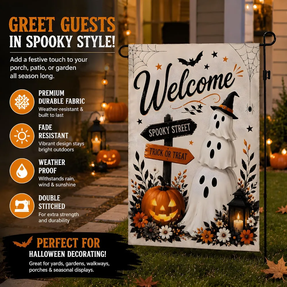 Halloween Party Decorations Welcome Garden Flag, view 5
