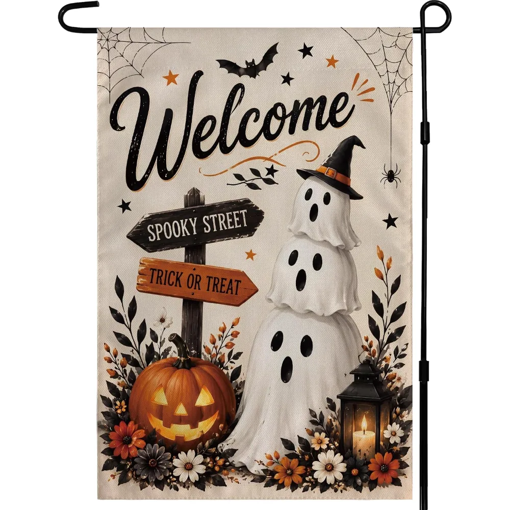 Halloween Party Decorations Welcome Garden Flag