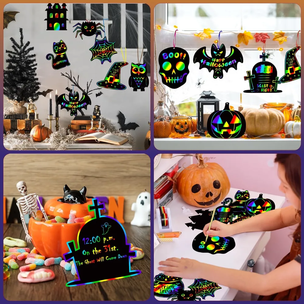 Halloween Party Favors 48 PCS Magic Rainbow Scratch Paper, view 5