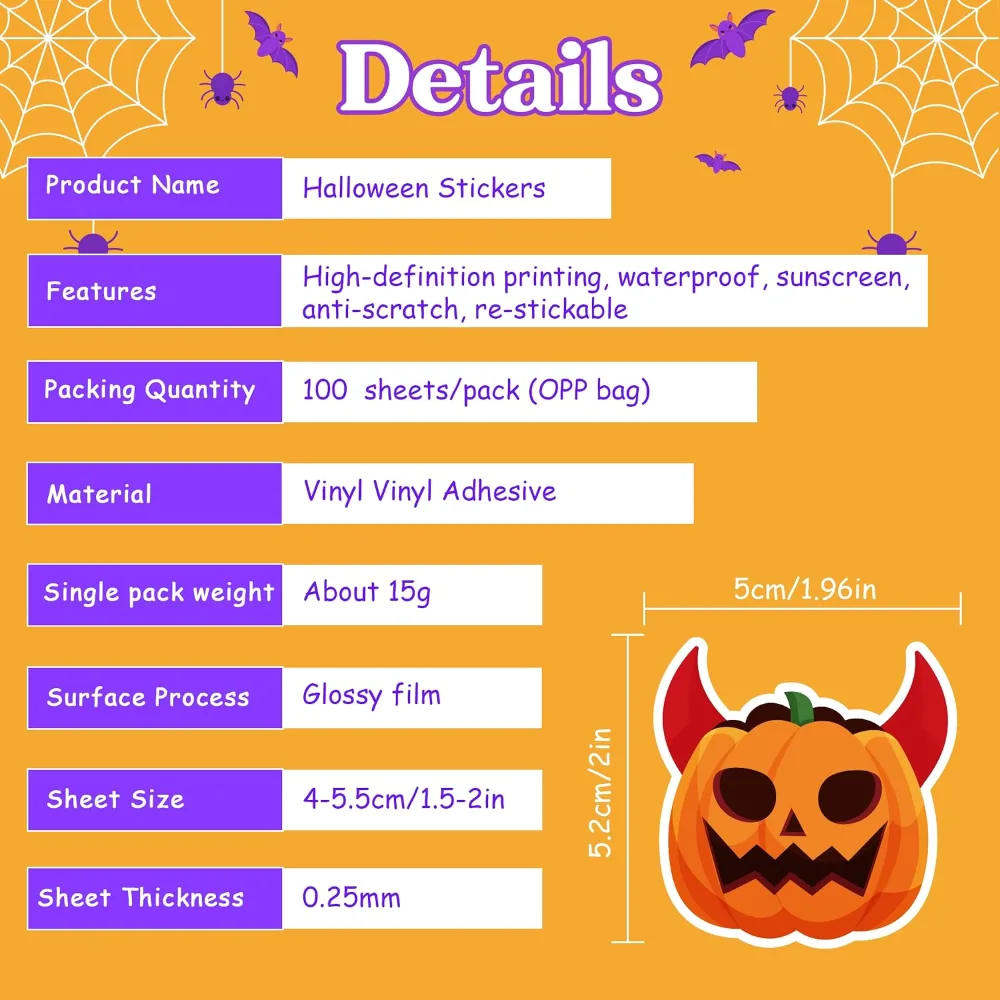 Halloween Stickers 100 PCS Halloween Party Favors, view 6