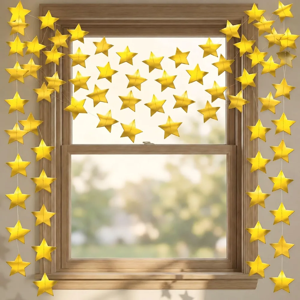 Happy Birthday Decorations Gold Star Garland Banner Party