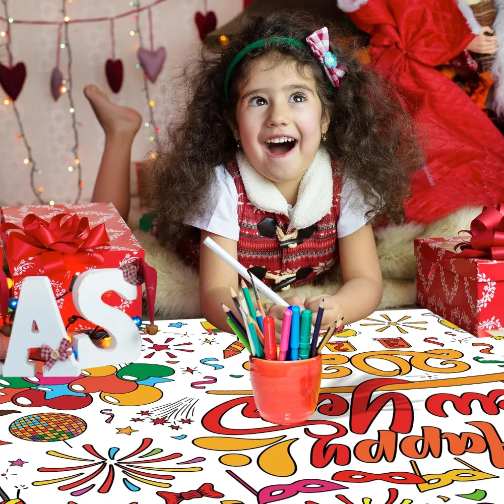 Happy New Year Giant Coloring Poster/Tablecloth, view 3