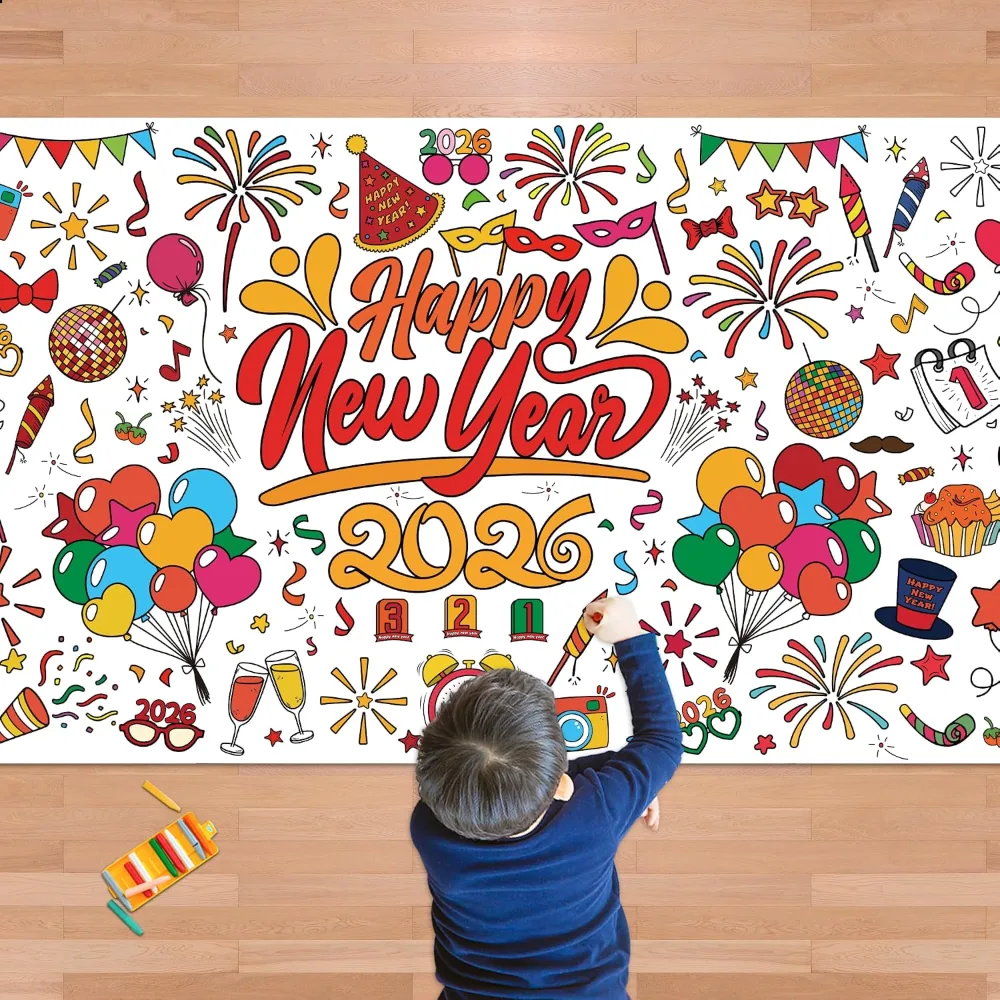 Happy New Year Giant Coloring Poster/Tablecloth