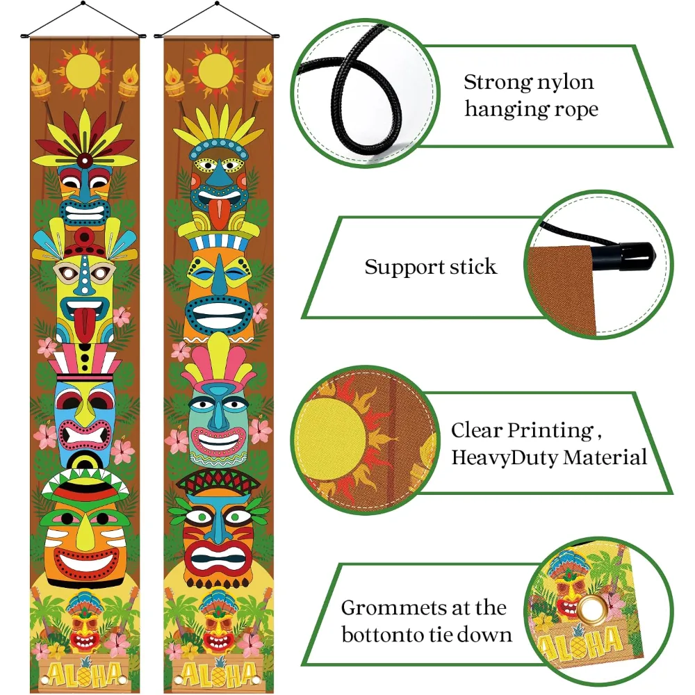 Luau Party Decorations Hawaiian Porch Banner Backdrop Yard, view 3