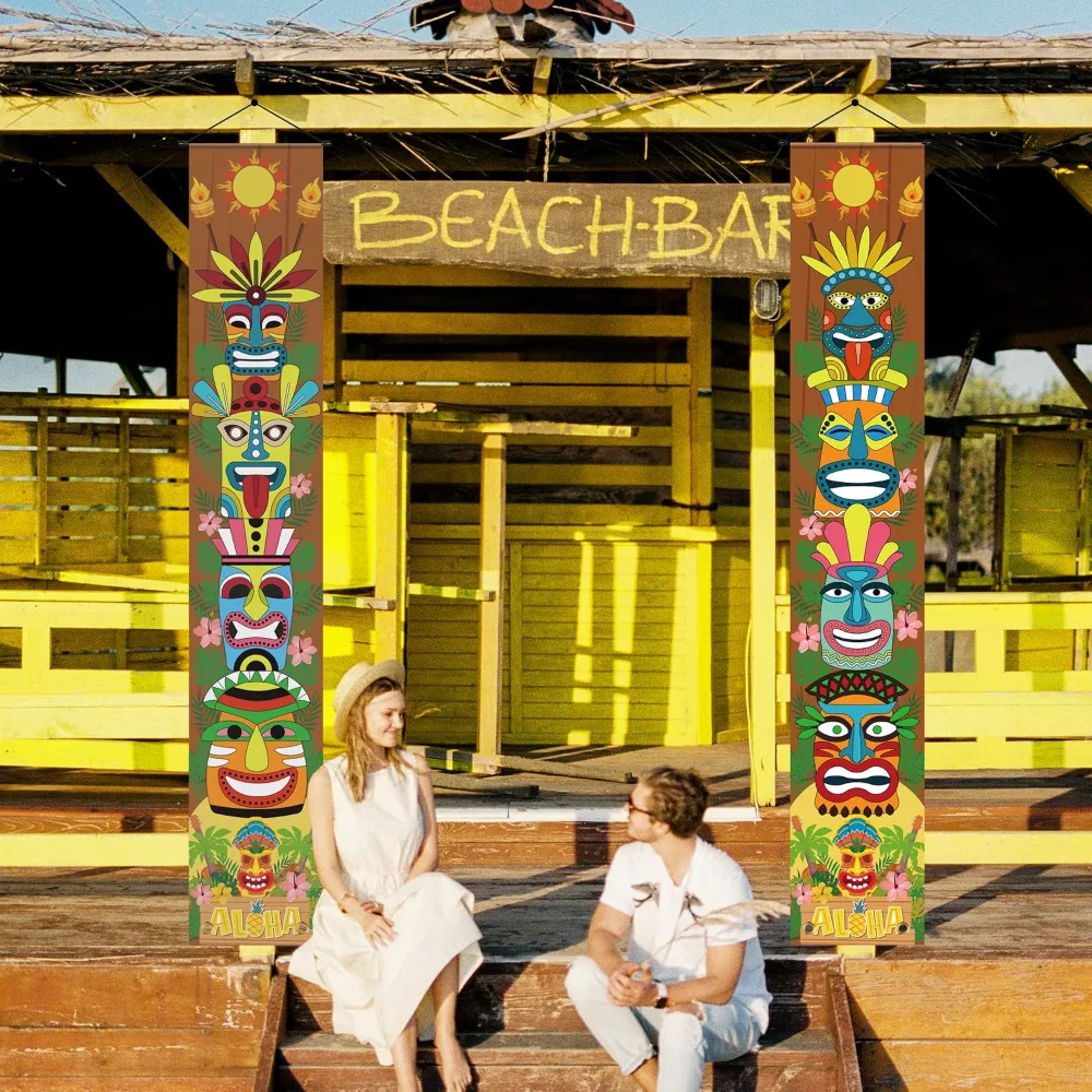 Luau Party Decorations Hawaiian Porch Banner Backdrop Yard, view 5