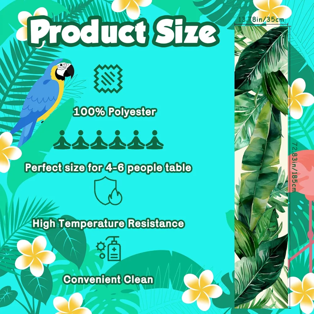 Luau Party Decorations Palm Leaves Table Runner, view 2