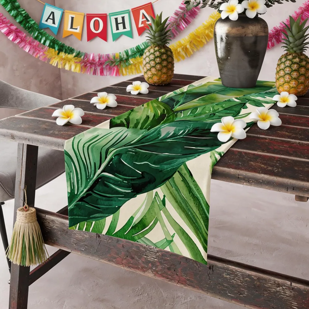 Luau Party Decorations Palm Leaves Table Runner, view 4