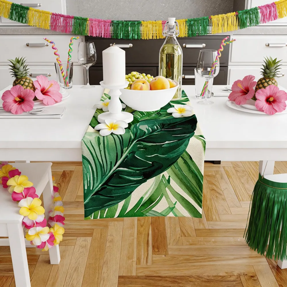 Luau Party Decorations Palm Leaves Table Runner, view 5