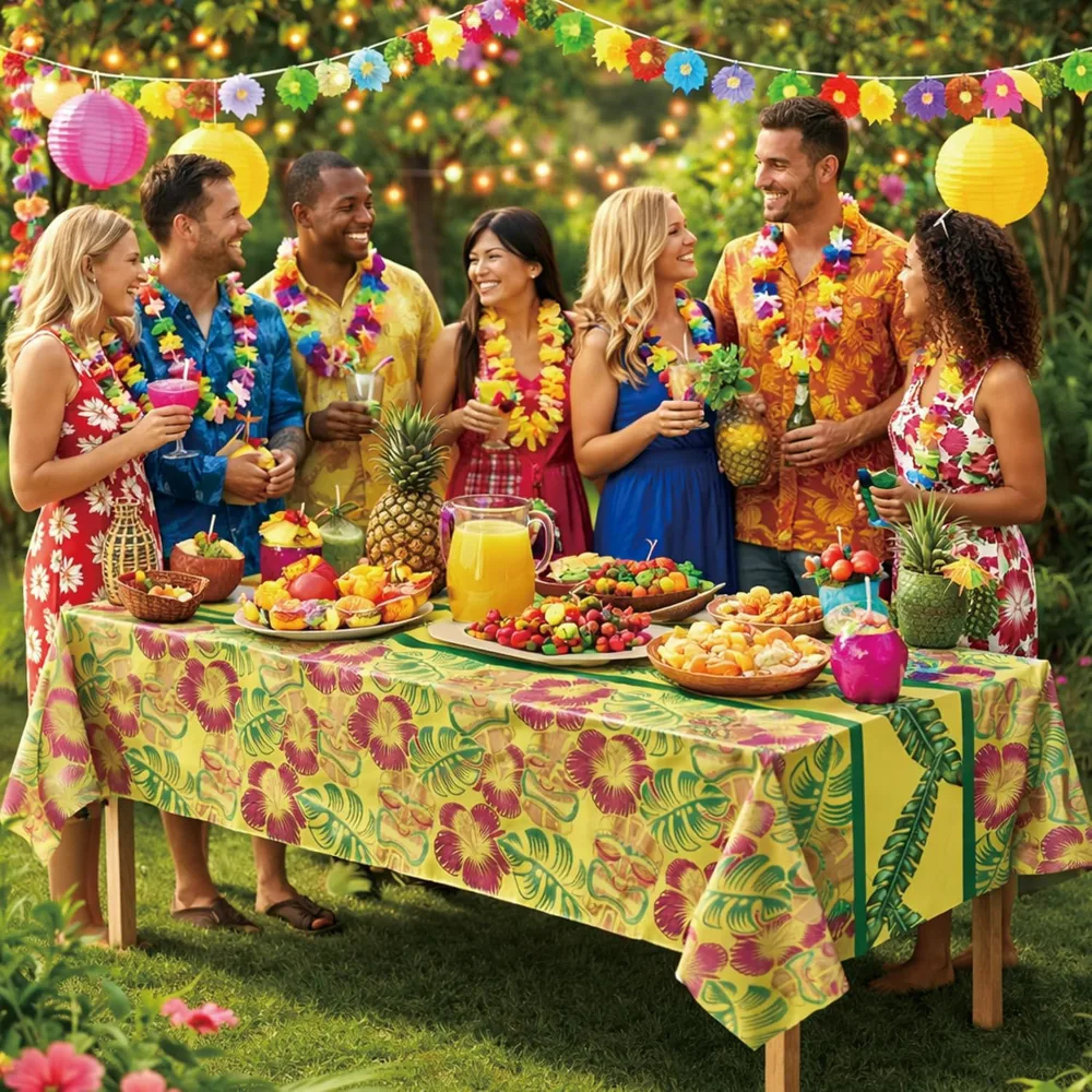Luau Party Decorations Plastic Tablecloth for Summer Party, view 2