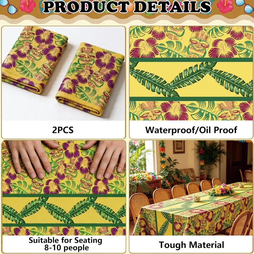 Luau Party Decorations Plastic Tablecloth for Summer Party, view 4