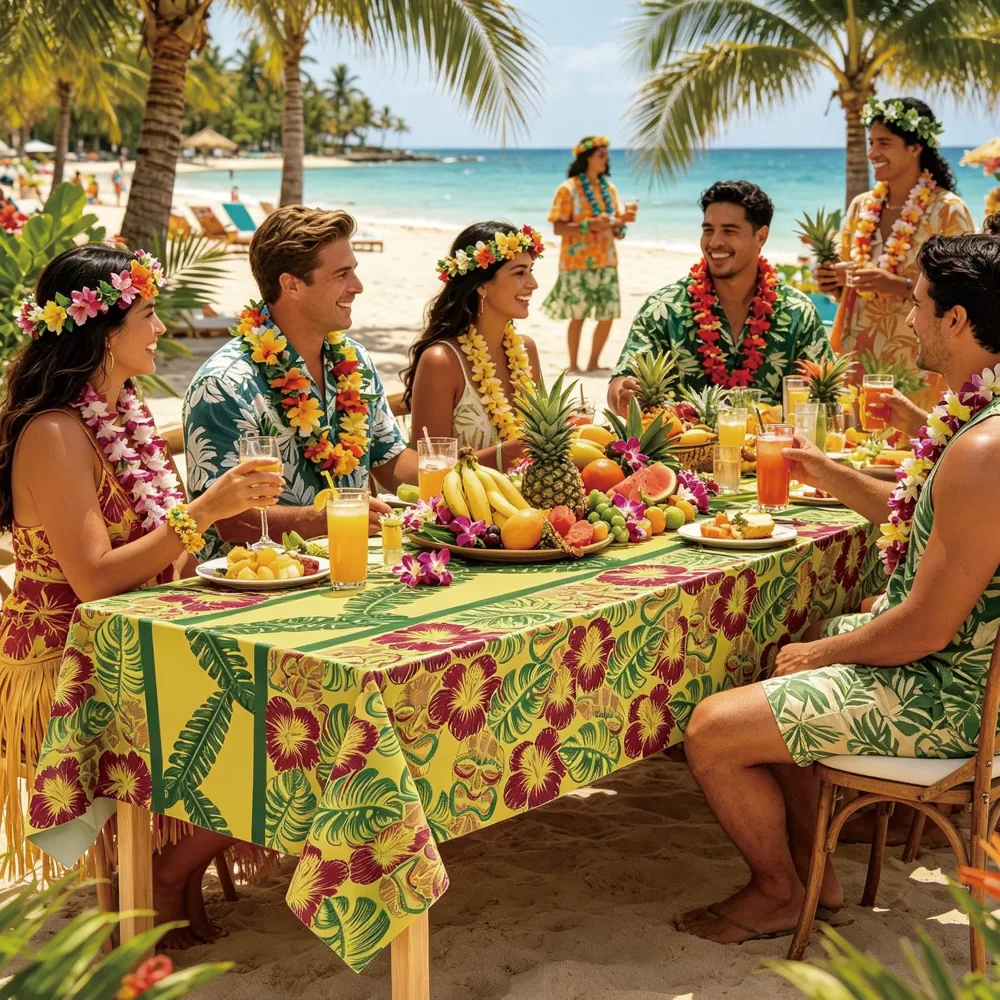 Luau Party Decorations Plastic Tablecloth for Summer Party, view 6