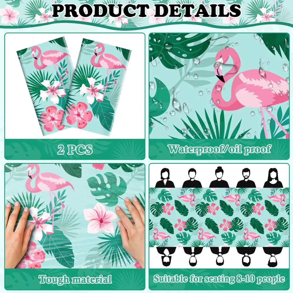 Luau Party Decorations Plastic Tablecloth for Tropical Party, view 3