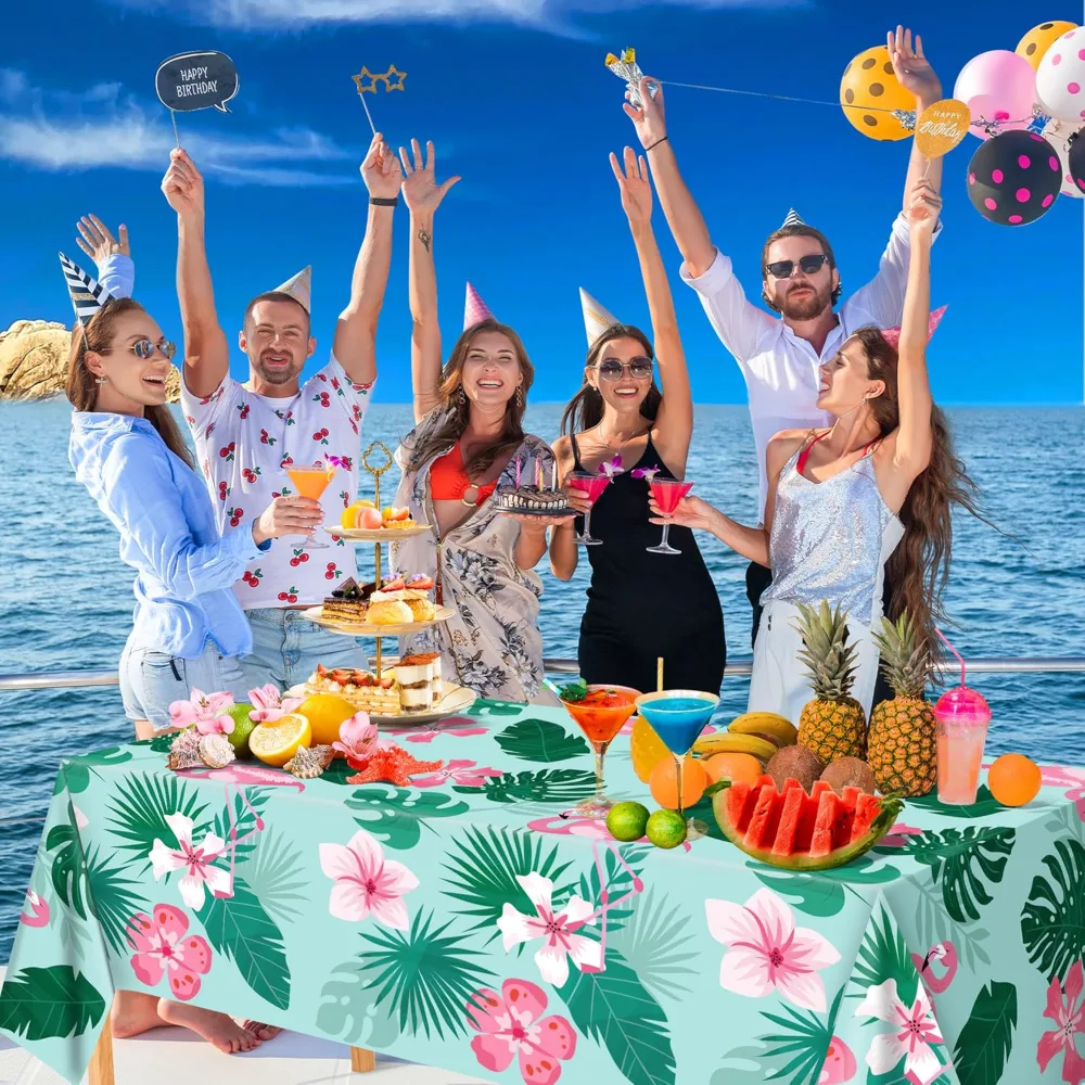 Luau Party Decorations Plastic Tablecloth for Tropical Party, view 5