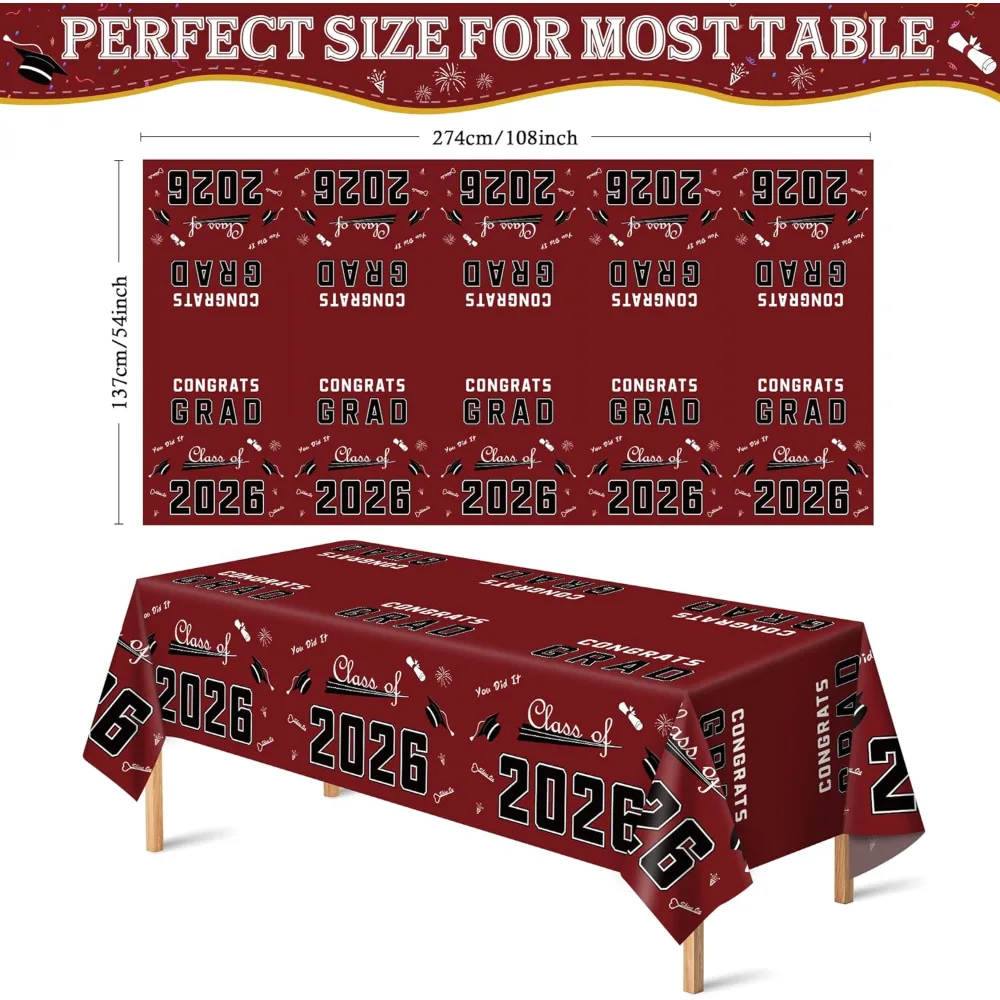 Maroon Graduation Decorations Class of 2026 2027- 𝐒𝐇𝐎𝐏, view 3