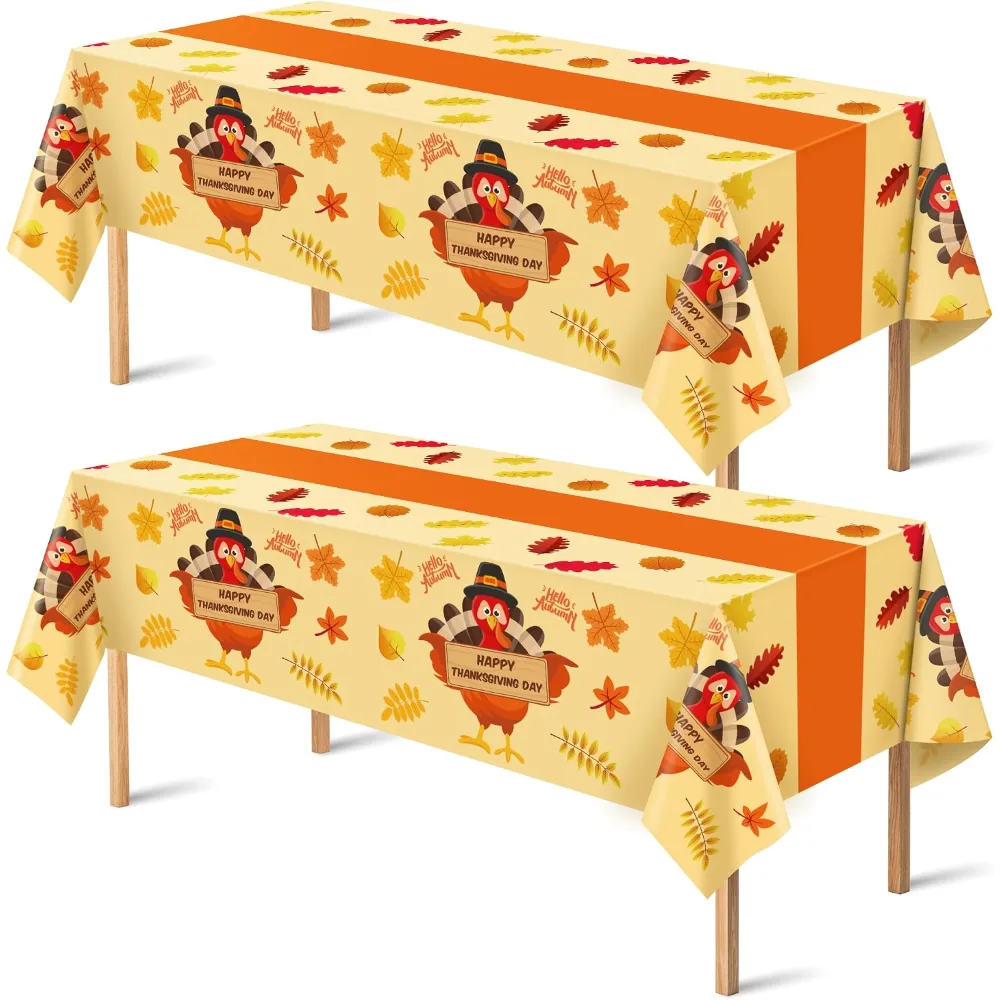 OHOME 2 Pack Thanksgiving Tablecloth with Thanksgiving Garland, view 2