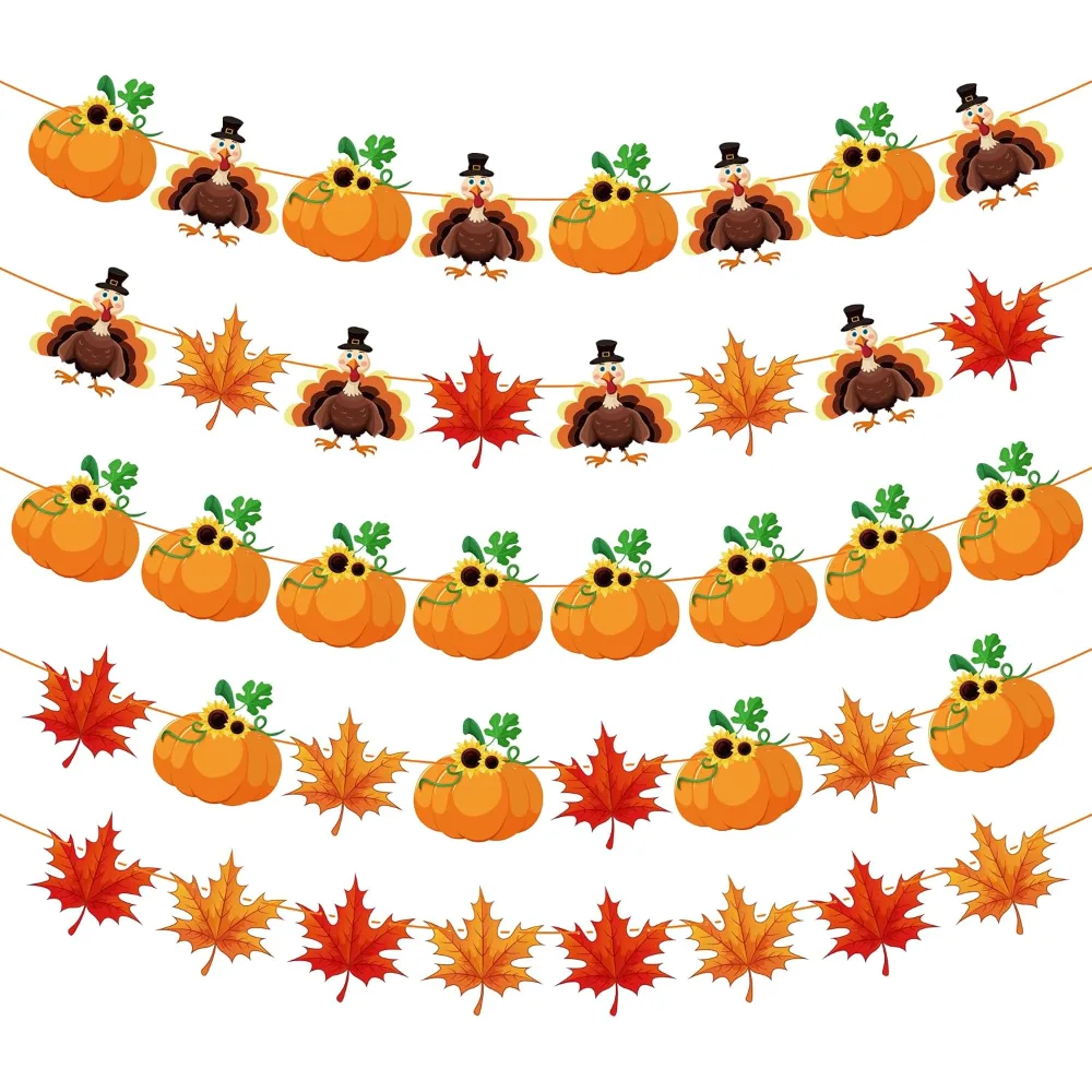 OHOME 2 Pack Thanksgiving Tablecloth with Thanksgiving Garland