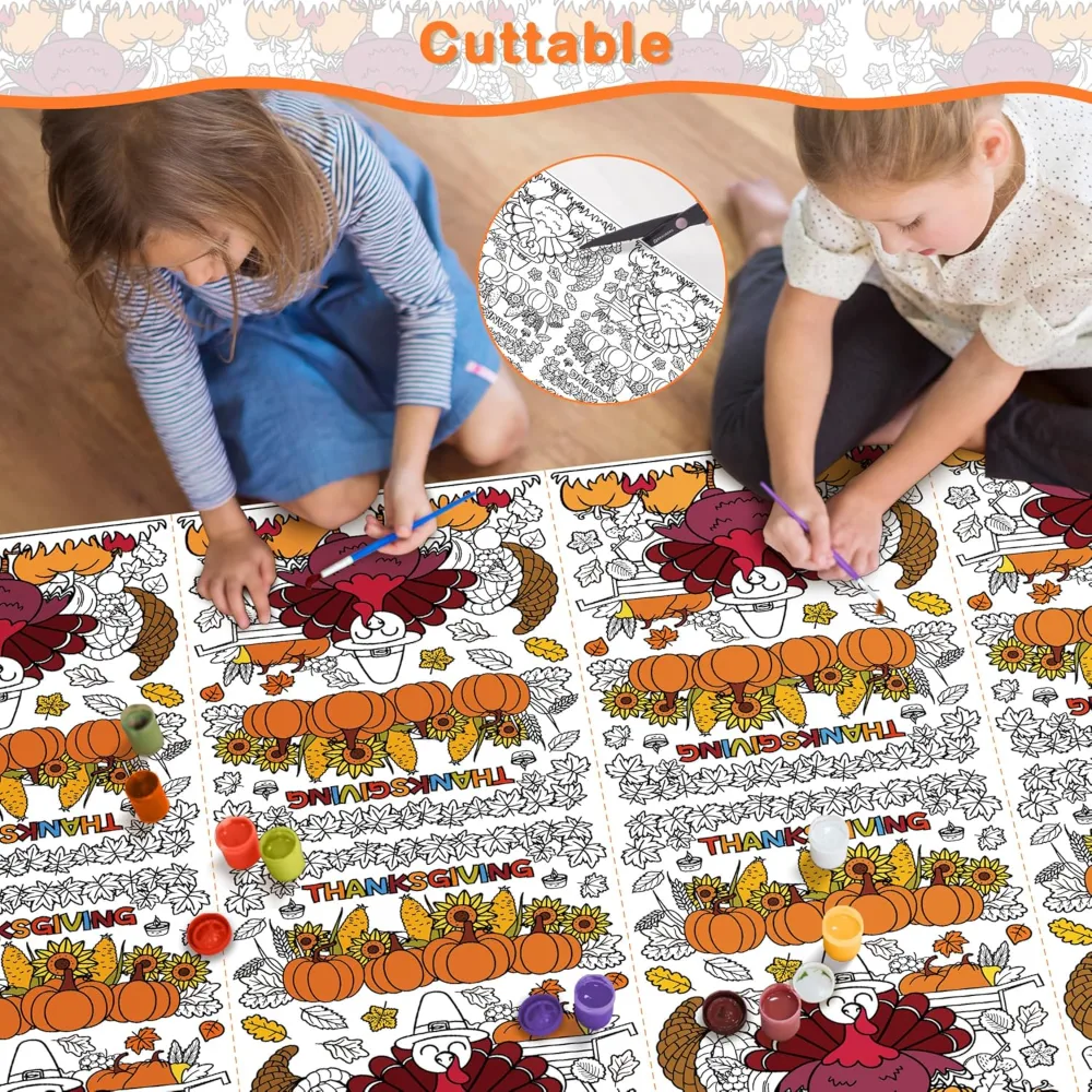 OHOME 2 PCS Thanksgiving Giant Coloring Poster/Tablecloth, view 5