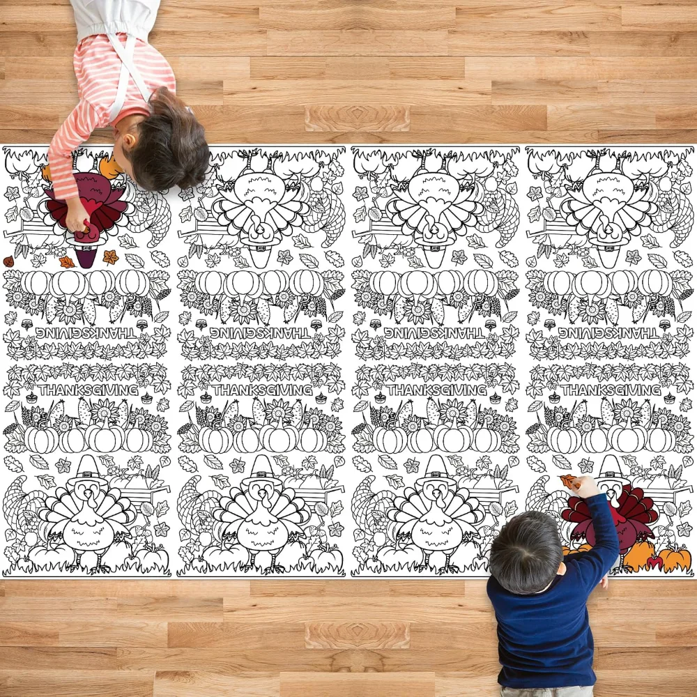 OHOME 2 PCS Thanksgiving Giant Coloring Poster/Tablecloth, view 6