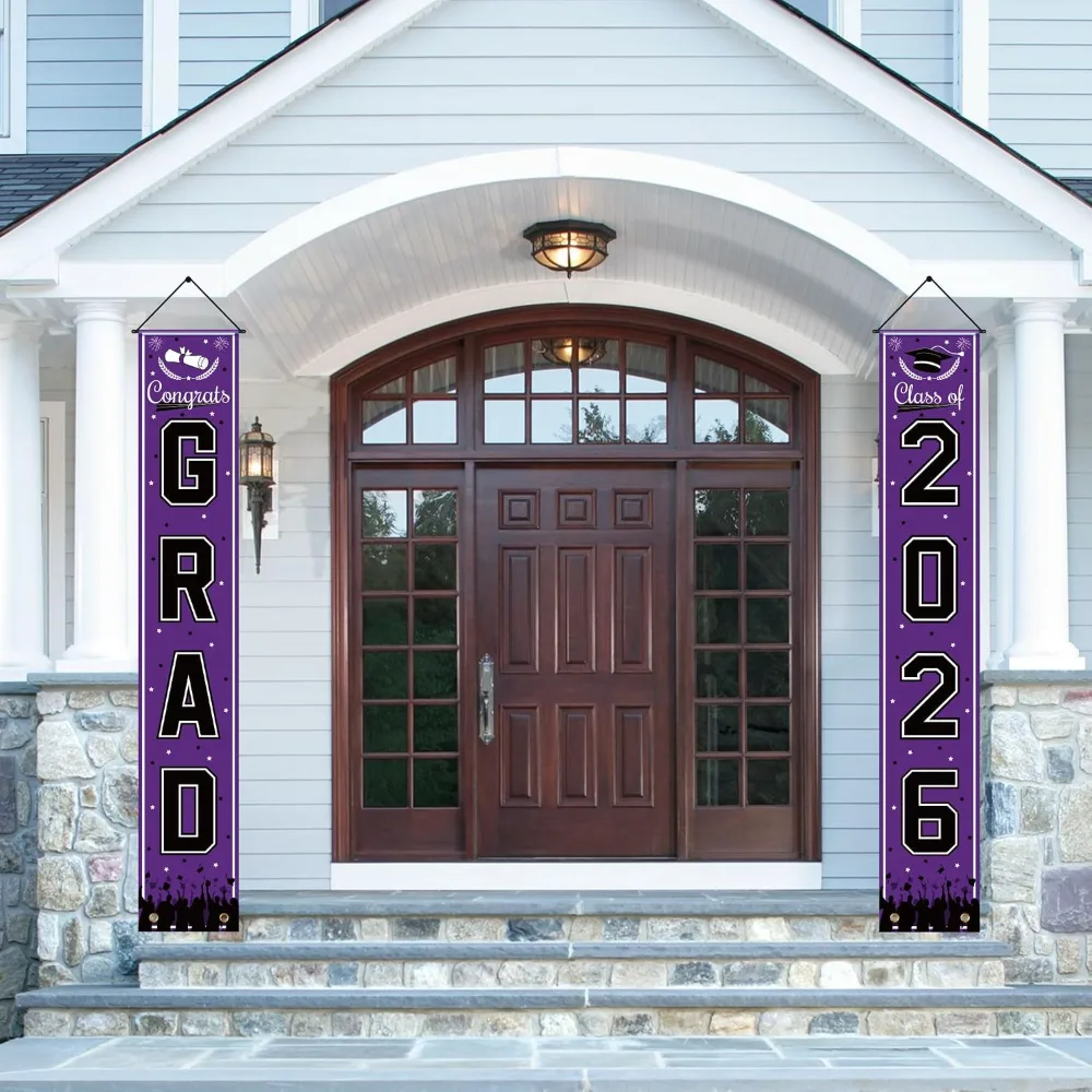 OHOME 2026 Graduation Decorations Purple Congrats Grad Porch Banner, view 4