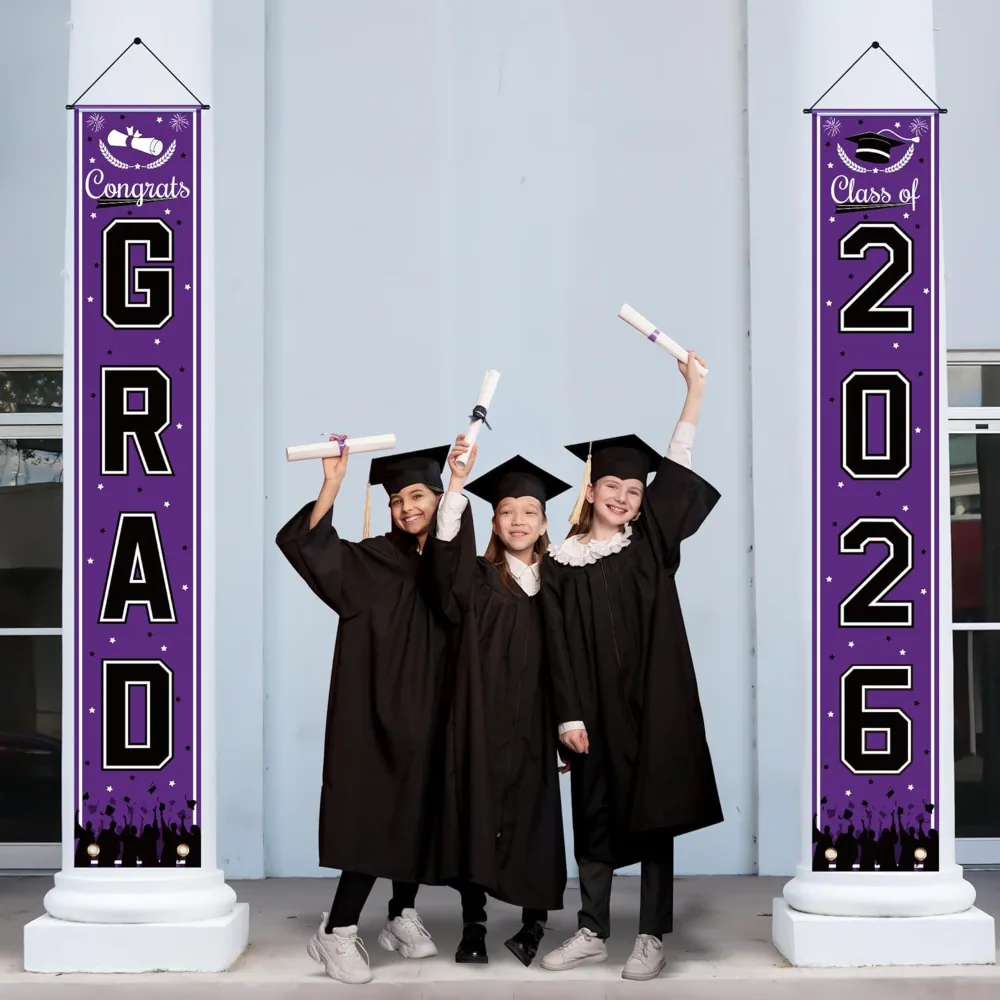 OHOME 2026 Graduation Decorations Purple Congrats Grad Porch Banner, view 5