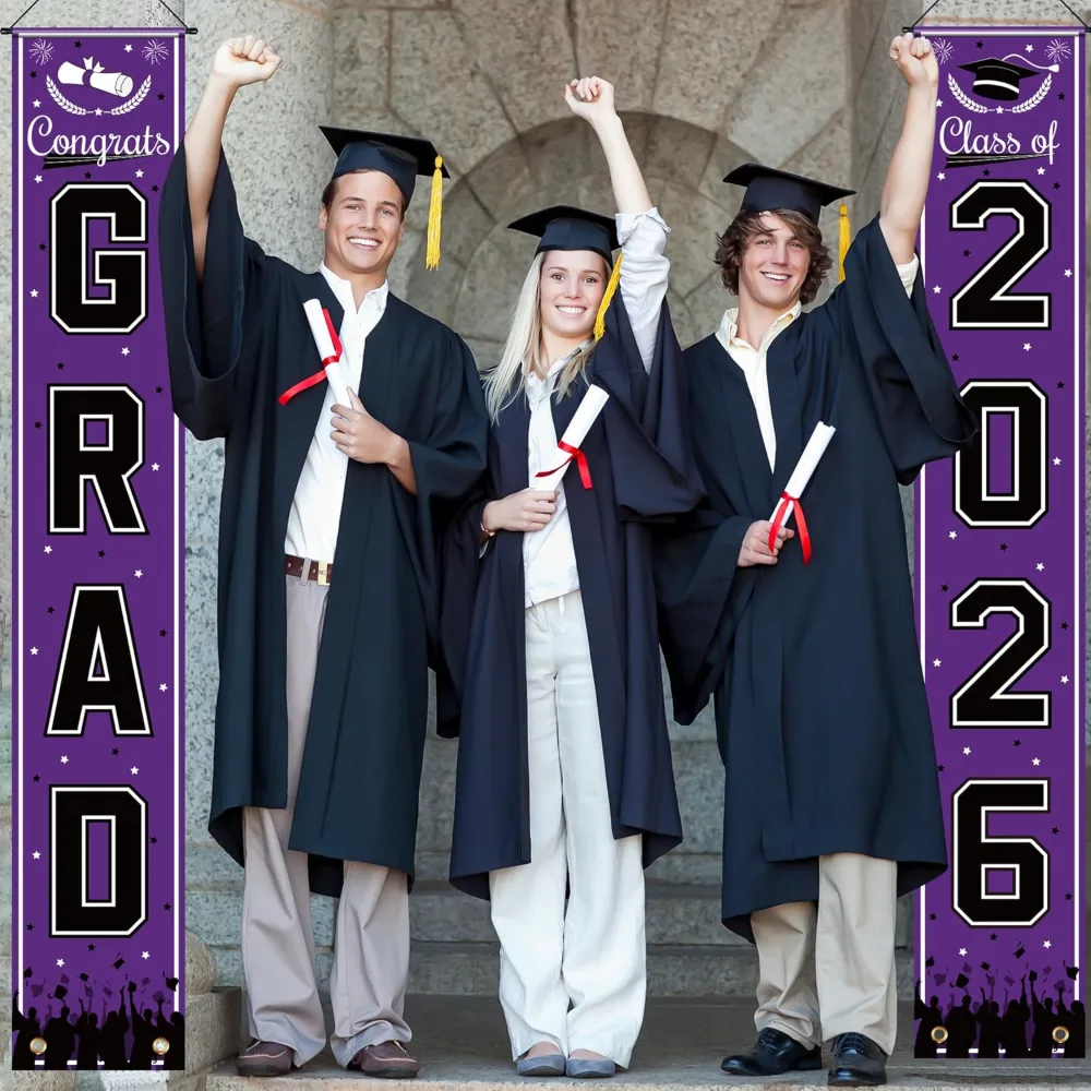 OHOME 2026 Graduation Decorations Purple Congrats Grad Porch Banner, view 6